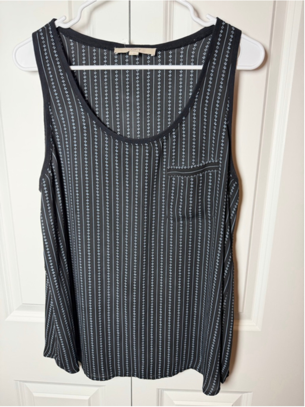 LOFT Black & White Striped Tank Top - Size L